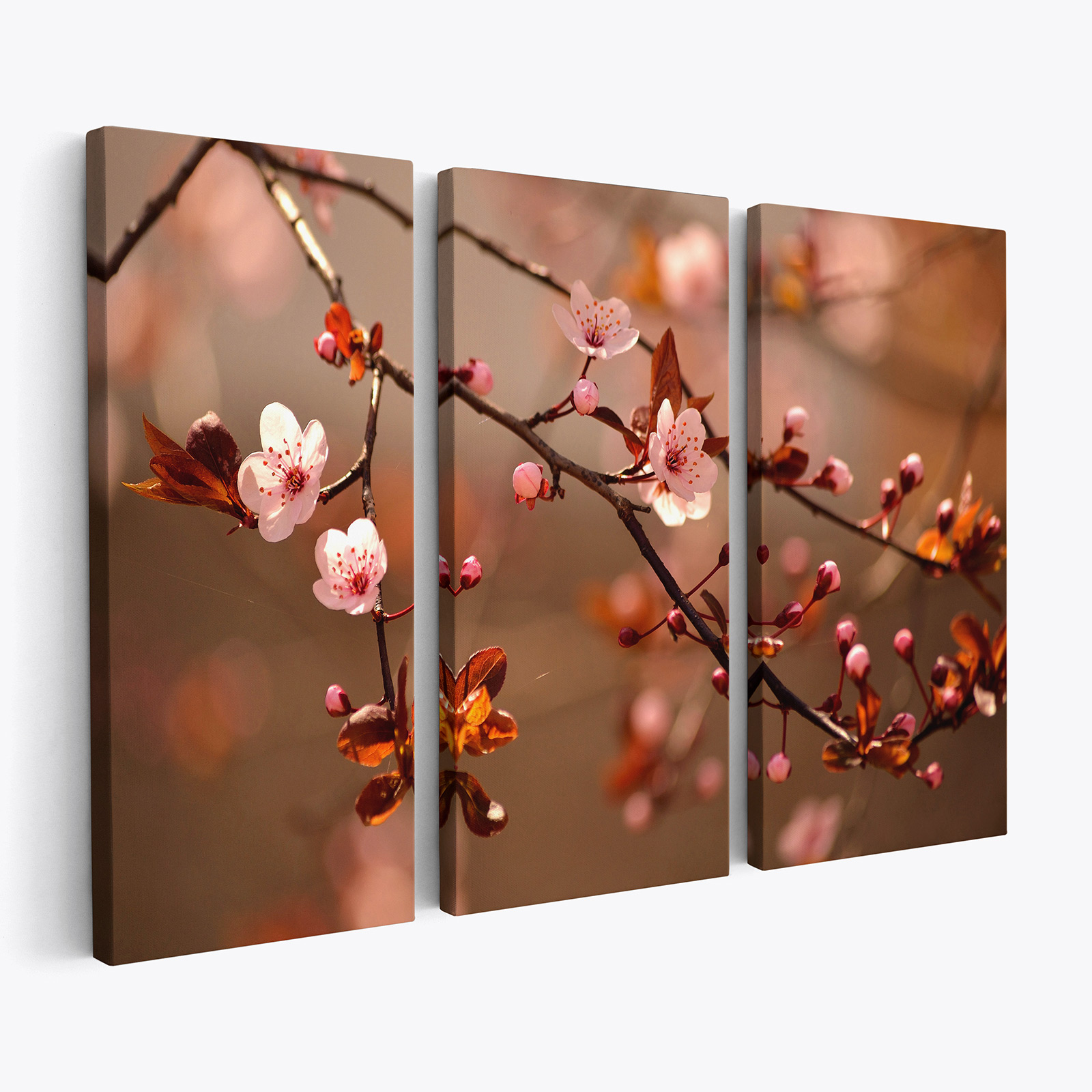 Tableau triptyque sur toile - Fleurs de Cerisiers - Des prix 50% moins ...