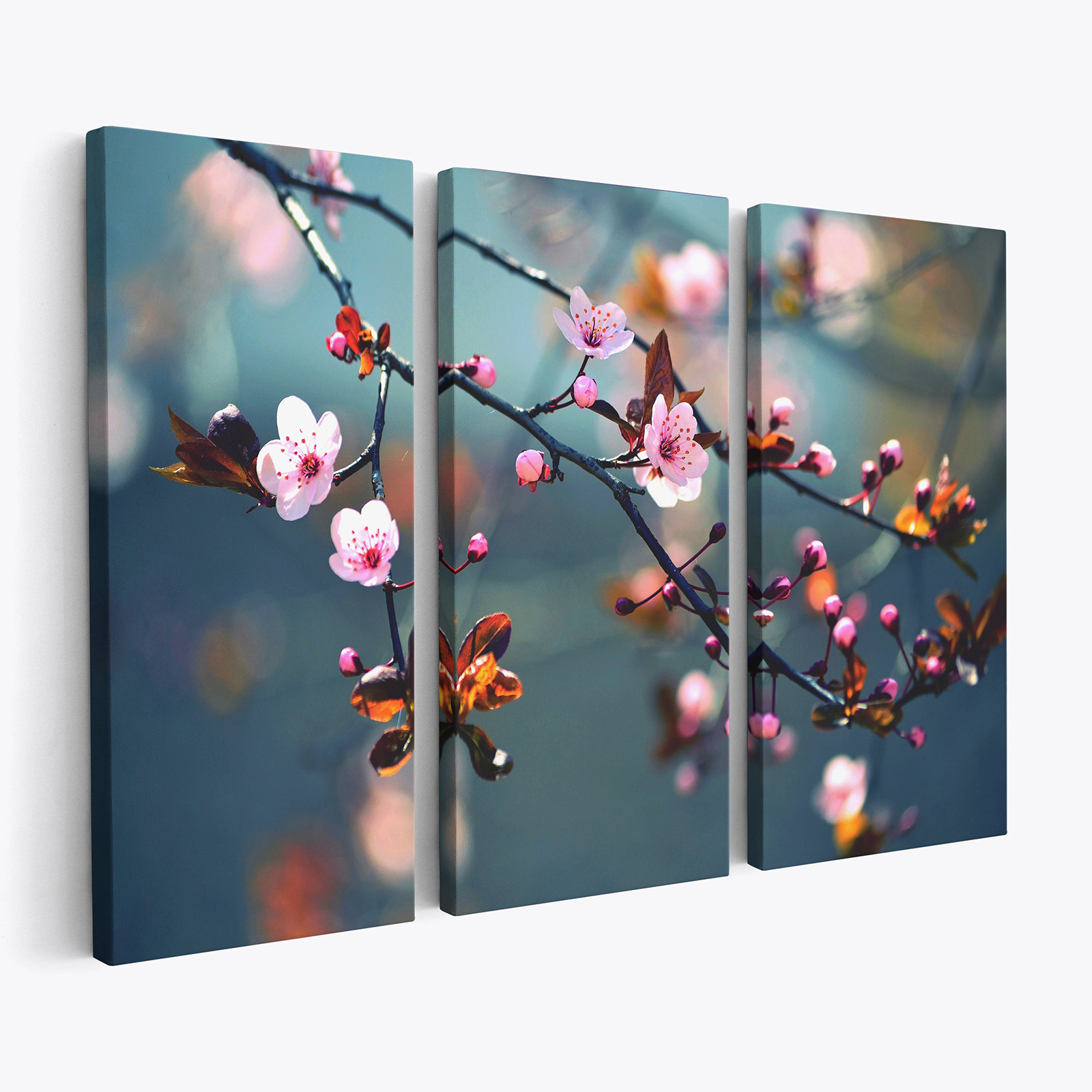 Tableau triptyque sur toile - Fleurs de Cerisiers - Des prix 50% moins ...