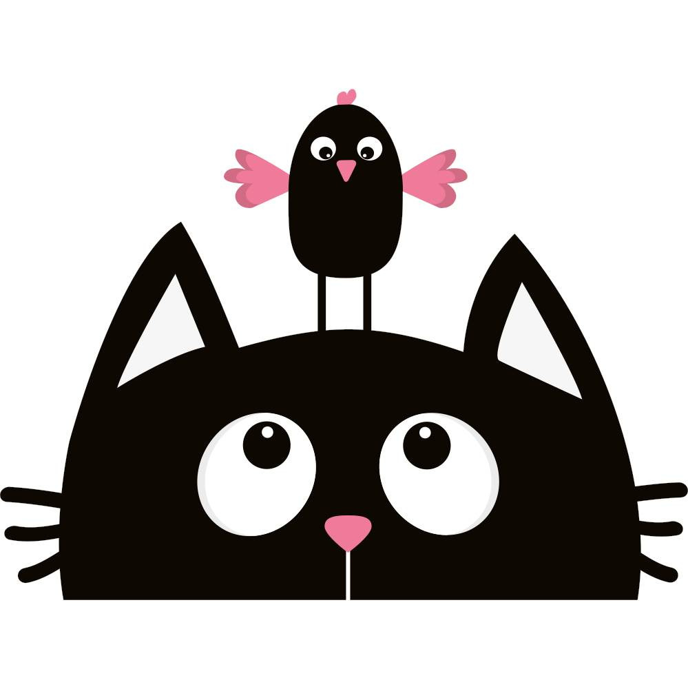 Stickers Oiseaux fil et chat