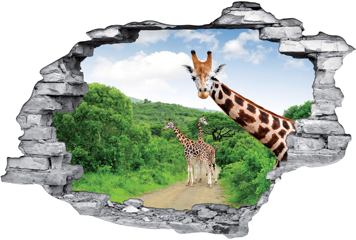 Sticker mural toise de croissance 3D Girafe - Toise magnétique