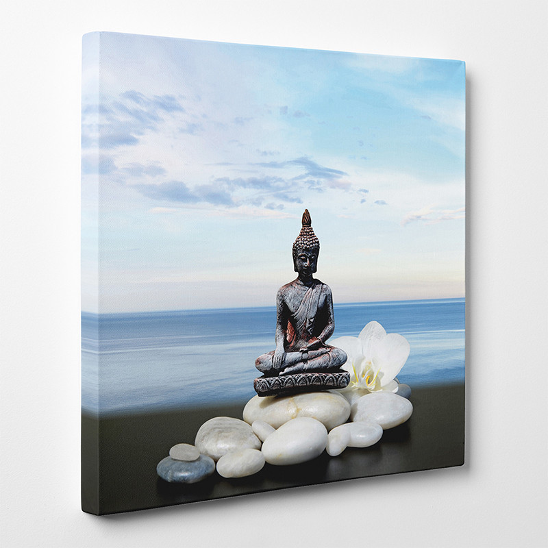 Cadre Toile Zen Bouddha - Galet - 90 x 30 cm